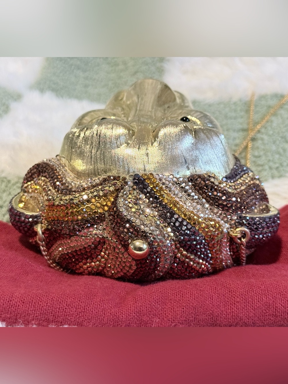 Judith Leiber Crystal Lion Head Miniaudière Swarovski Clutch with Full Set - Picture 5 of 13